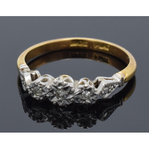 191 - 18ct gold and platinum illusion-set diamond ring, 2.8 grams, size N, complete with original antique ... 