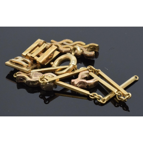 192 - Scrap Gold: a collection of 9ct gold, 2.0 grams, and 14ct gold, 1.3 grams (3.3 grams in total).