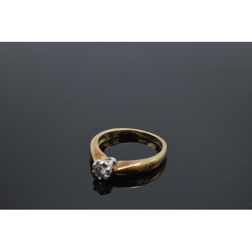 205 - 9ct gold ladies diamond solitaire ring, 2.5 grams, size L.