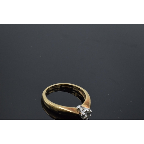 205 - 9ct gold ladies diamond solitaire ring, 2.5 grams, size L.