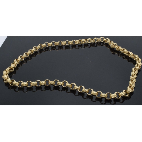 251 - 9ct gold heavy belcher chain, 128.8 grams, fully hallmarked, approx 72cm long.