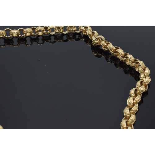 251 - 9ct gold heavy belcher chain, 128.8 grams, fully hallmarked, approx 72cm long.