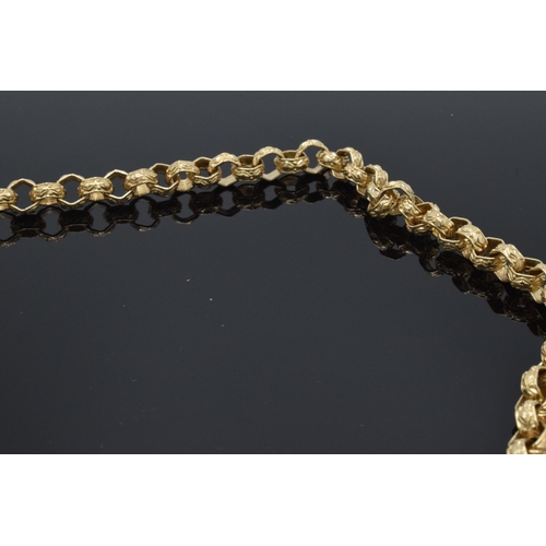 251 - 9ct gold heavy belcher chain, 128.8 grams, fully hallmarked, approx 72cm long.