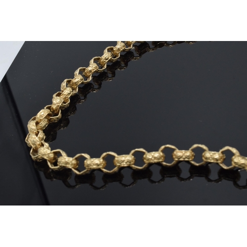 251 - 9ct gold heavy belcher chain, 128.8 grams, fully hallmarked, approx 72cm long.