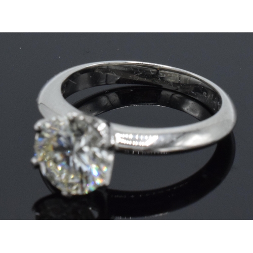 258 - Quality platinum and diamond ring set with 1.9ct single stone diamond with thick platinum shank, as ... 