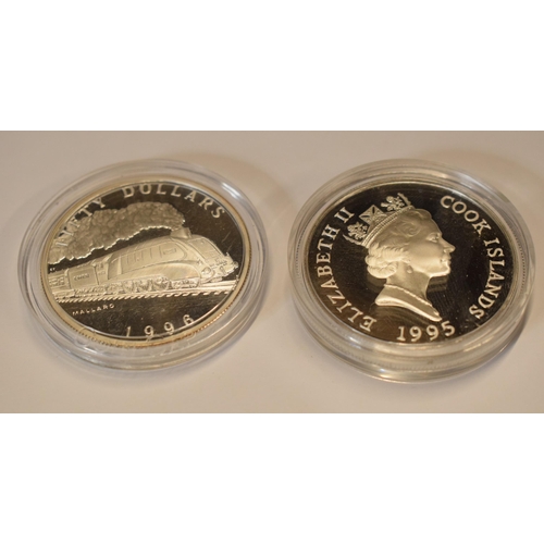 26 - Sterling silver proof-like coins to include Cook Islands 1995 The Queen Mother 5 Dollars coin togeth... 