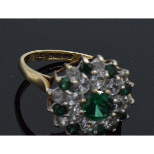 265 - 9ct gold green stone dress ring, 2.9 grams, size O.