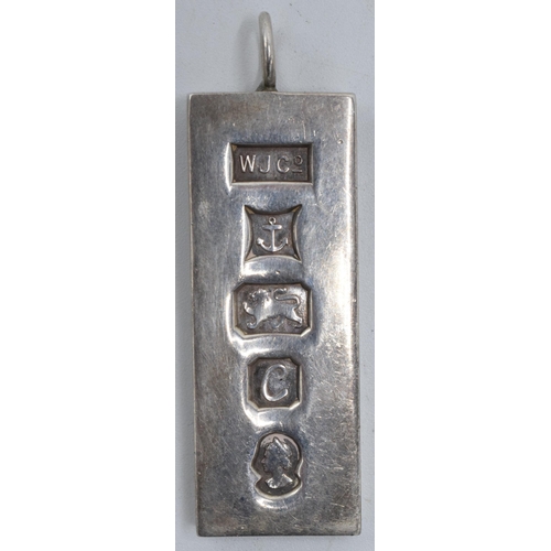 55 - Hallmarked solid silver ingot, Birmingham 1977, Silver Jubilee year, 29.1 grams.