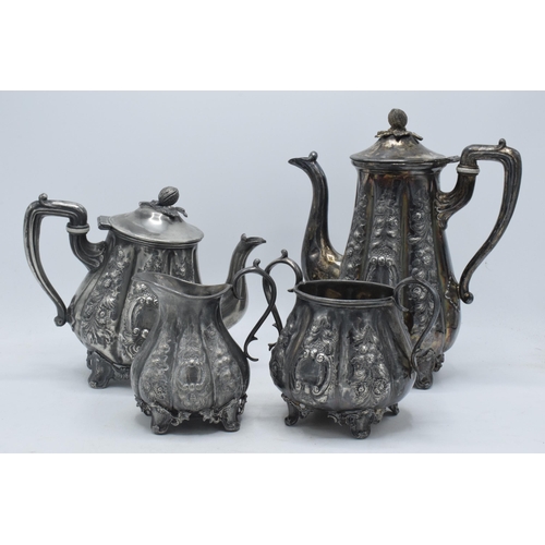 72 - Silver-plated 4-piece teaset (one foot a/f).