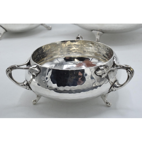 76 - Hallmarked silver four piece tea set with ebonised handles and finials to consist of a teapot, coffe... 