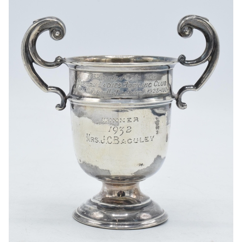 83 - Hallmarked silver trophy 'Presented to the Newark Ladies Bowling Club by Mrs S Overell President 192... 