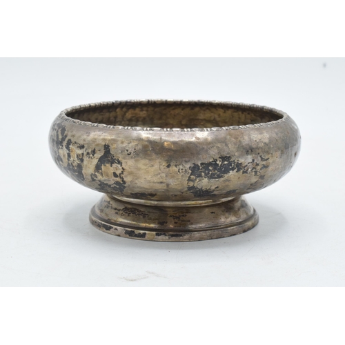 88 - Hallmarked silver hammered-effect pedestal bowl, 169.0 grams / 5.43 oz, 11.5cm diameter, London 1931... 