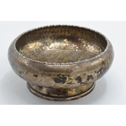 88 - Hallmarked silver hammered-effect pedestal bowl, 169.0 grams / 5.43 oz, 11.5cm diameter, London 1931... 