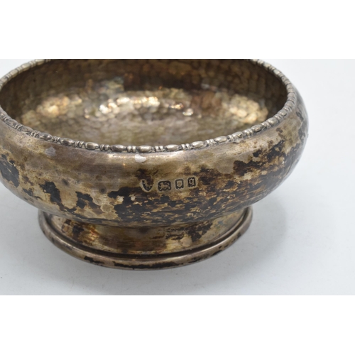 88 - Hallmarked silver hammered-effect pedestal bowl, 169.0 grams / 5.43 oz, 11.5cm diameter, London 1931... 