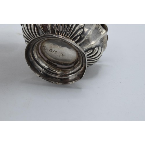 45 - Italian silver 900 lidded pot with ribbed decoration, 60.9 grams.