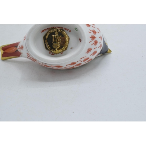 12 - Boxed Royal Crown Derby paperweight in the form of a Coaltit. First quality with gold stopper.