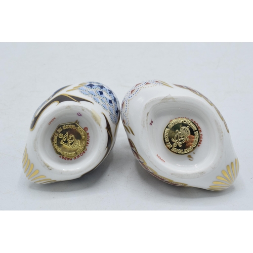 14 - Boxed Royal Crown Derby paperweights in the form of a Swimming Duckling and a Sitting Duckiling (2).... 