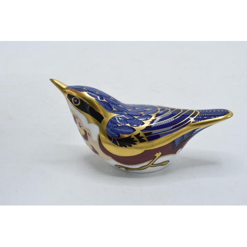 15 - Boxed Royal Crown Derby paperweight in the form of a Nuthatch. First quality with gold stopper.