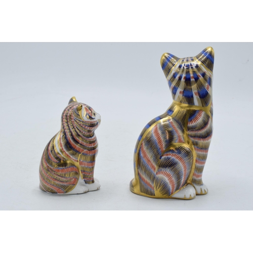 17A - Royal Crown Derby paperweights in the form of a  Cat and a kitten. Cat first quality with ceramic st... 