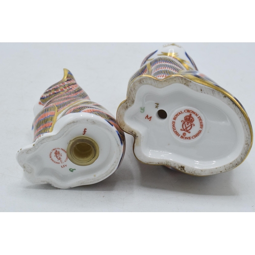 17A - Royal Crown Derby paperweights in the form of a  Cat and a kitten. Cat first quality with ceramic st... 