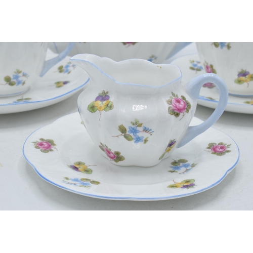 37 - Shelley tea for two teaset in the Roses, Pansy and Forget-Me-Not pattern, number 13424, to include a... 