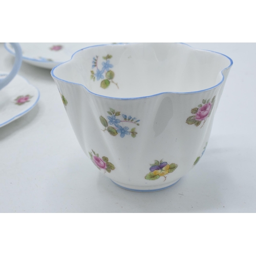 37 - Shelley tea for two teaset in the Roses, Pansy and Forget-Me-Not pattern, number 13424, to include a... 