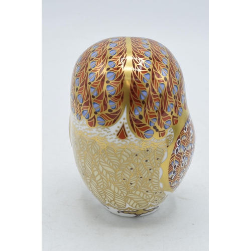 4 - Royal Crown Derby paperweight in the form of a Barn Owl. First quality with gold stopper.