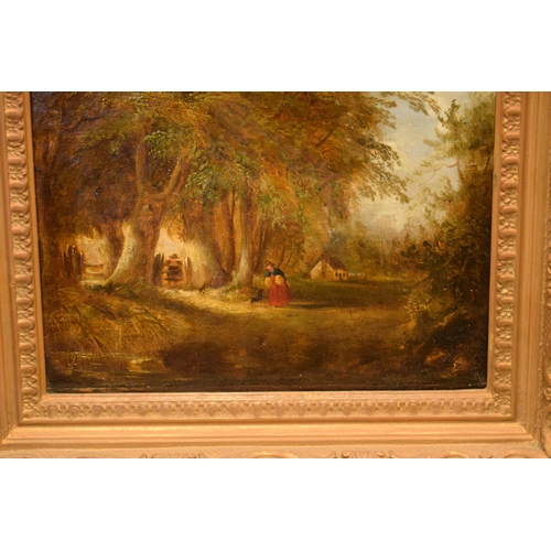 402 - Follower of James Edwin Meadows (British 1828-1888) oil on canvas, countryside scene featuring figur... 