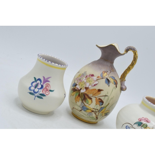 40C - 19th century continental pottery ewer decorated with a floral spray, impressed numbers to base, 16.5... 