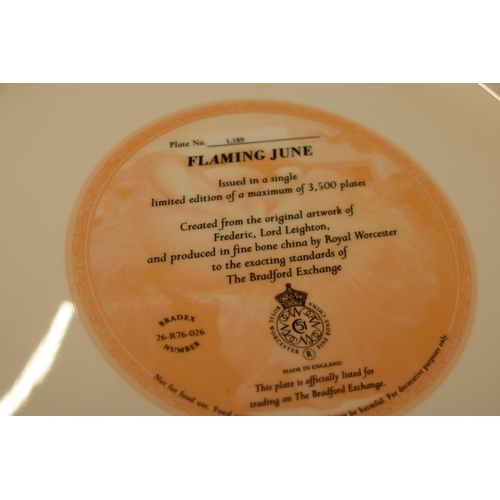 45A - Boxed Bradford Exchange Royal Worcester limited edition charger 'Flaming June' with certificate.