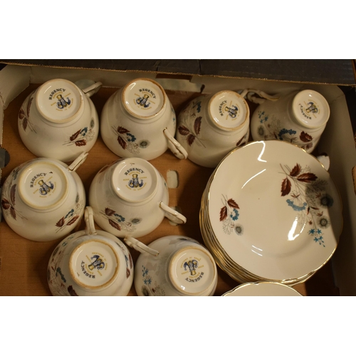 47 - A collection of Regency tea ware to include 13 cups, 12 saucers and 12 side plates (37).