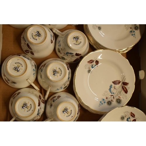 47 - A collection of Regency tea ware to include 13 cups, 12 saucers and 12 side plates (37).