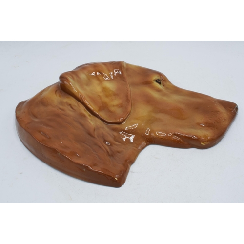 49 - Cope & Co Longton 1930s pottery wall plaque in the form of a dogs head, 34cm wide, impressed writing... 