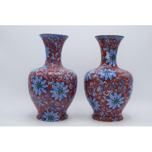 74B - Wood & Sons Chung pair of large vases designed by Frederick Rhead (Charlotte Rhead's Father). 28cm t... 