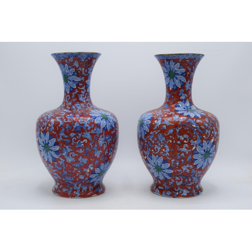 74B - Wood & Sons Chung pair of large vases designed by Frederick Rhead (Charlotte Rhead's Father). 28cm t... 