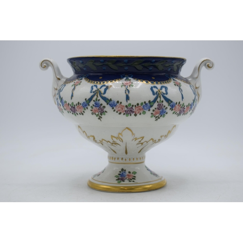 74C - Wood and Sons Frederick Rhead Arts and Crafts Pate-Sur-Pate pedestal vase in a floral design, 16cm t... 