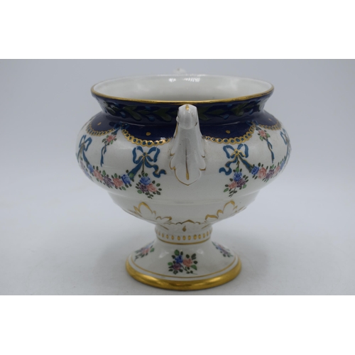 74C - Wood and Sons Frederick Rhead Arts and Crafts Pate-Sur-Pate pedestal vase in a floral design, 16cm t... 