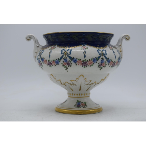 74C - Wood and Sons Frederick Rhead Arts and Crafts Pate-Sur-Pate pedestal vase in a floral design, 16cm t... 