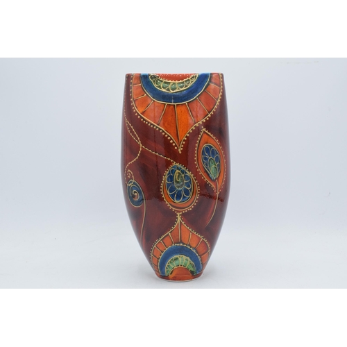 77 - Early Anita Harris Art Pottery 28cm shaped vase 'Persian Peacock' pattern, designed and painted by A... 