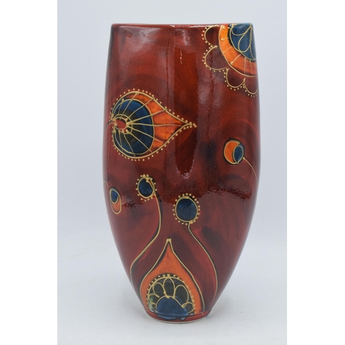 77 - Early Anita Harris Art Pottery 28cm shaped vase 'Persian Peacock' pattern, designed and painted by A... 