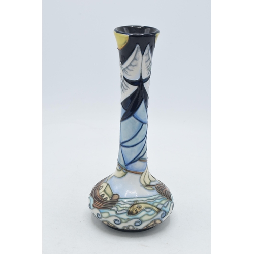 87 - Boxed Moorcroft Winds of Change bud vase, 21cm tall, first quality.