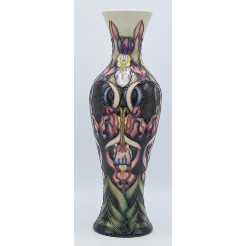 89 - Moorcroft tall vase decorated with foliage in the manner of Foxglove, 31cm tall, first quality.