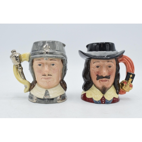 120A - Small Royal Doulton character jugs Oliver Cromwell D6986 and Charles I D3985, limited edition, both ... 