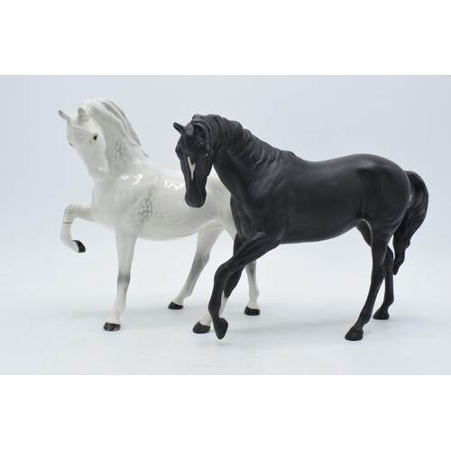 60L - Beswick Black Beauty together with grey leg tucked horse (leg af) (2).