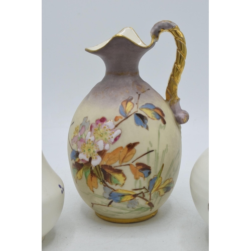 46 - 19th century continental pottery ewer decorated with a floral spray, impressed numbers to base, 16.5... 