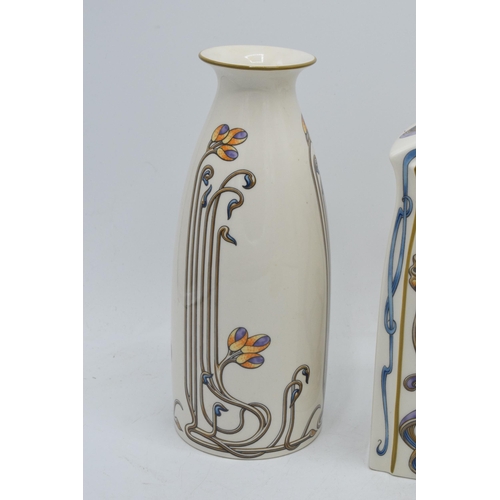 106 - A collection of Masons pottery in the Art Nouveau pattern to include a mantle clock, a vase, a jug a... 