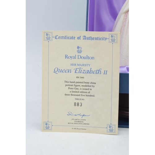 110 - Boxed Royal Doulton figure Queen Elizabeth II HN3440, limited edition in box with certificate and wo... 