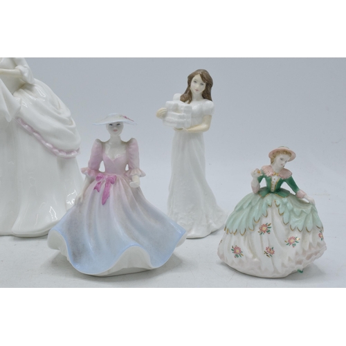 111G - Coalport small lady figures to include Daisy Fairest Fowers, one other and Royal Doulton large Carol... 