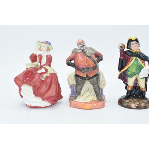 116 - Small Royal Doulton figures to include Good King Wenceslas HN3262, Falstaff, Town Crier and Autumn B... 