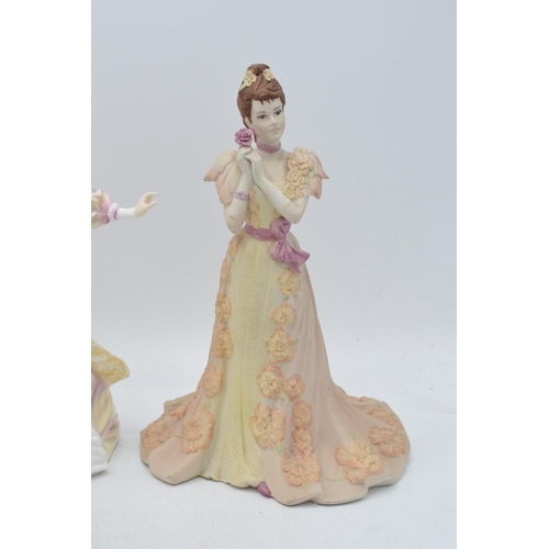 117 - Royal Doulton figures to include Lily HN3626, Claudia HN4320, small Lynsey HN3043 and Coalport matte... 